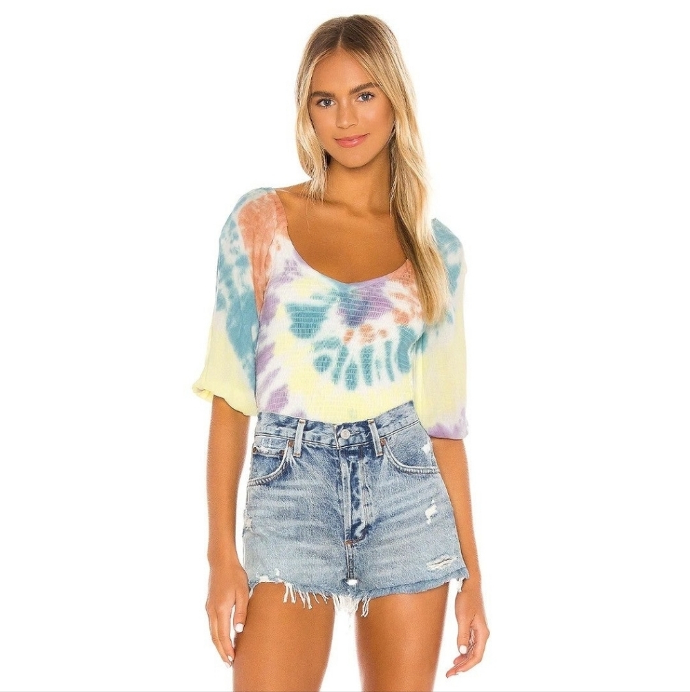 Chaser Tie Dye Smocked Top/Blouse